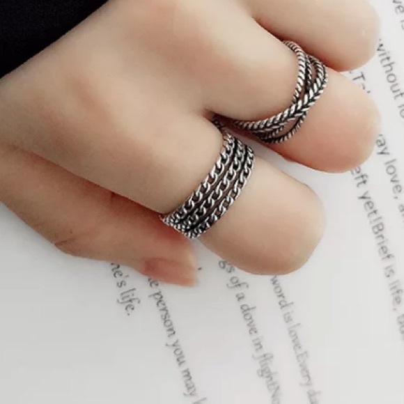 ⛓Insta  ring chain ring sterling silver ring - Picture 6 of 6